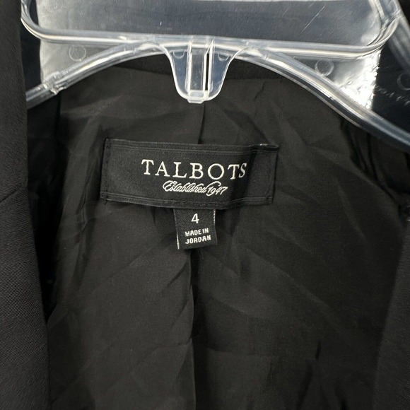 Talbots Blazer Jacket Womans 4 Black Suit Shoulder Pads 2 Button - Picture 7 of 13